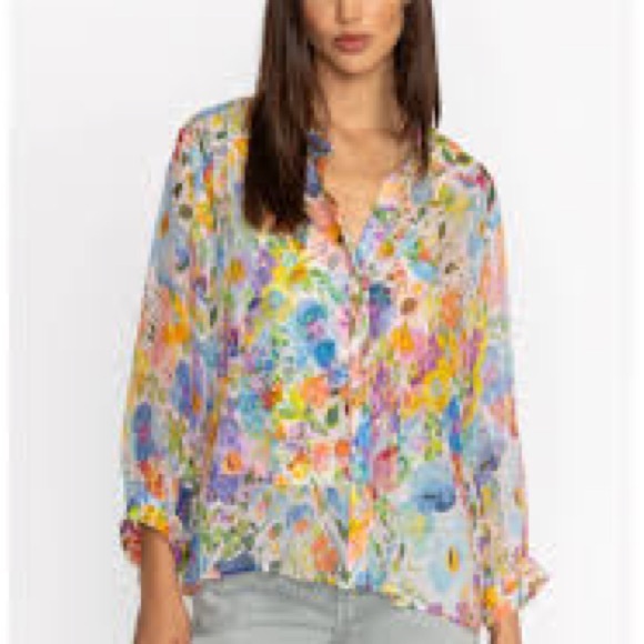 JADE Bunni from Johnny Was Floral silk blouse large - Picture 9 of 9